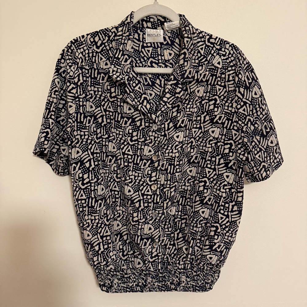 Vintage 70s Black and White Geometric Shirt